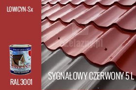 Farba na dach Lowicyn-sx sygnałowy czerwony połysk 5 litrów lowicyn-sx-farba-na-dach-kolor-sygnalowy-czerwony-polysk-5-litrow